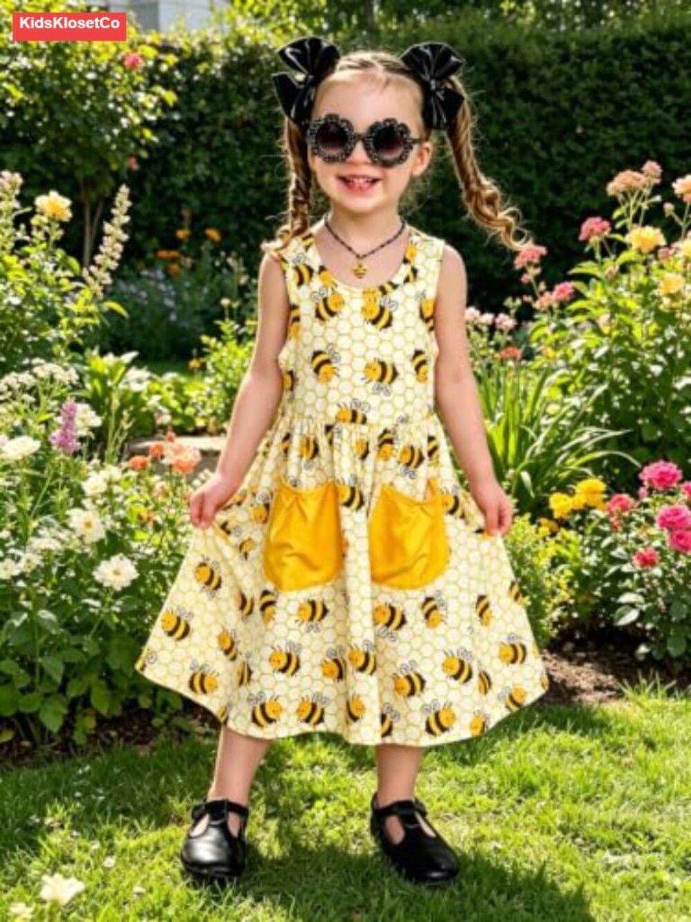 Little Girls Sleeveless Casual Sundress Toddler Print Dress 2-7 Years - Picture 2 of 6
